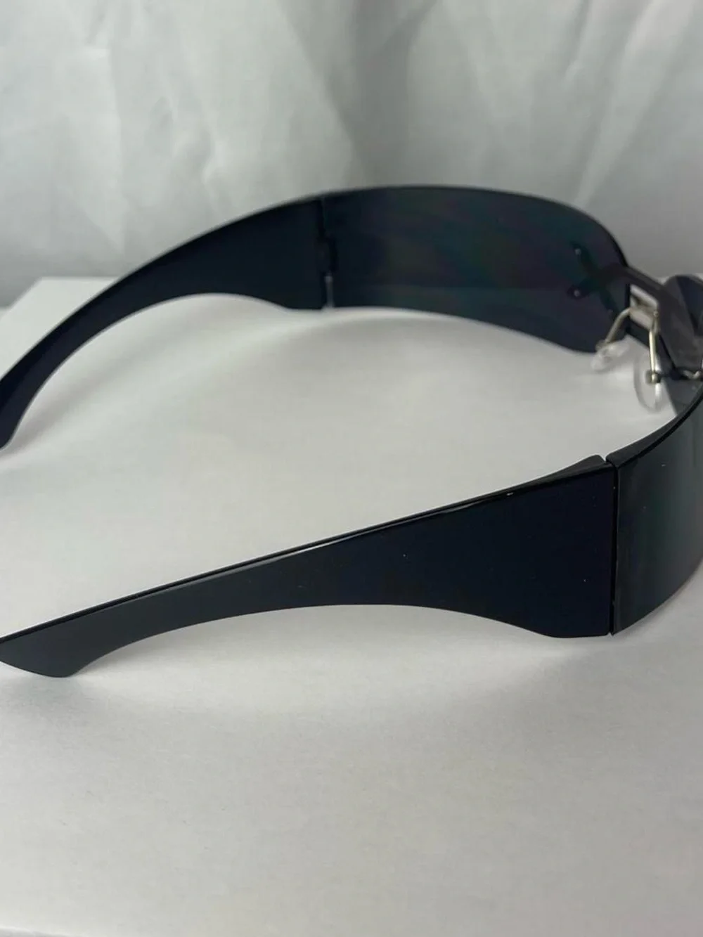 Sunglasses Shield Visor with Metal 'SEX' Logo - Black